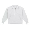 thumbnail image 1 of Hjtefg Girls Quarter Zip Sweatshirt, Oversized Long Sleeve Pullover with Pocket, Casual Half Zipper Hoodie for Everyday Wear, Cute Comfortable Top with Stand Collar,Color: 2-White Size: 13-14 Years, 1 of 8