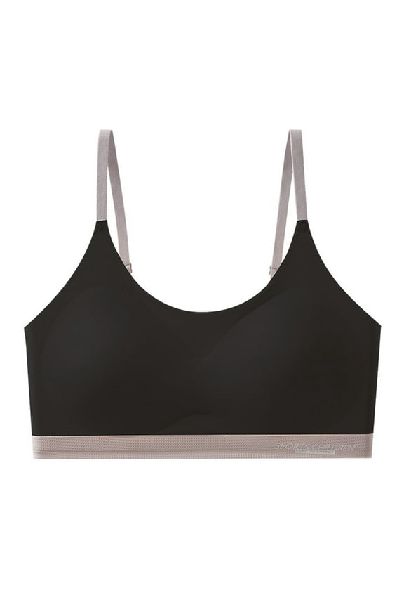 Girls Sports Bra, Adjustable Puberty Underwear for Teen Girls, Junior High & High School Students, Breathable Training Vest,Color: Black Size: 14-15 Years