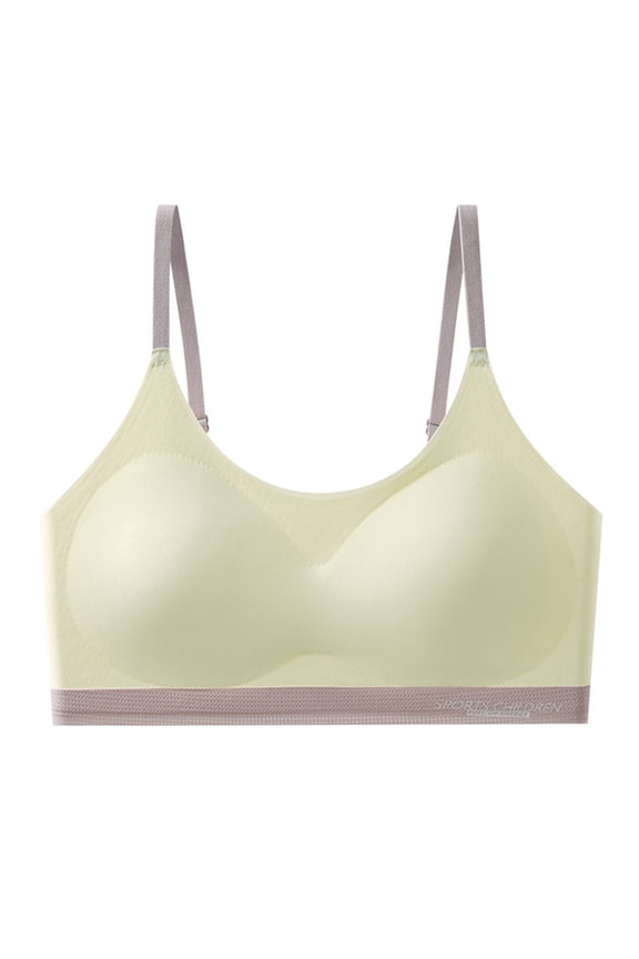 Girls Sports Bra – Seamless Wireless Dance Bra for Teens , Adjustable Elastic Training Bras with Clear Straps,Color: Green Size: 13-14 Years