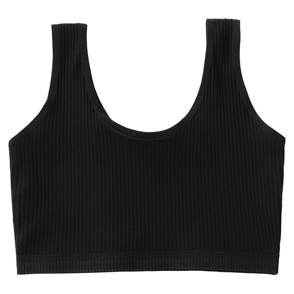 Hjtefg Girls Sports Bra Vest - Breathable Wide Strap Undershirt for Kids, Soft Comfortable Training Camisole, Stretchy Activewear,Color: Black Size: 8-12 Years