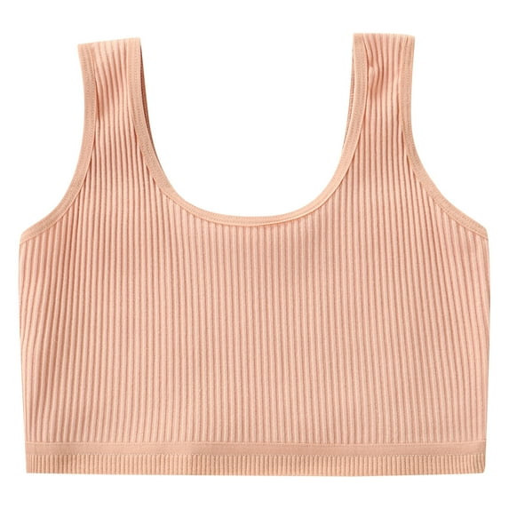 Hjtefg Girls Sports Bra Vest - Breathable Wide Strap Undershirt for Kids, Soft Comfortable Training Camisole, Stretchy Activewear,Color: Orange Size: 10-14 Years