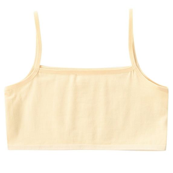 Hjtefg Girls Sports Bra Vest - Soft Training Camisole for Kids, Breathable Undershirt with Thin Straps, Comfort Underwear,Color: Yellow Size: M