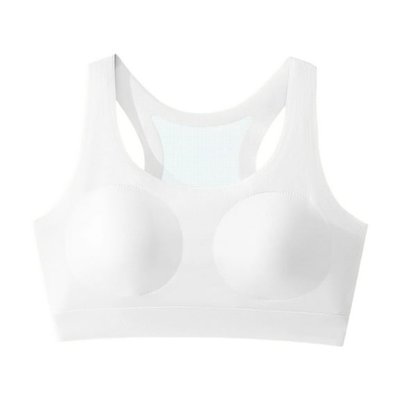 Hjtefg Girls Sports Bras for Teens - High Support Wireless Active Bra, Seamless Workout Top for Running, Yoga & Gym,Color: White Size: 14-15 Years