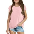 thumbnail image 1 of Hjtefg Girls' Summer Hooded Tee - Soft Short Sleeve Pocket Top | Comfortable Casual Wear for Beach, School & Play,Color: Pink Size: 9-10 Years, 1 of 5