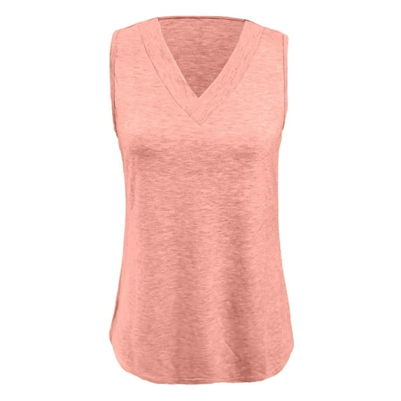 Hjtefg Girls' Summer Tank Top - V-Neck Sleeveless Tee | Soft Breathable Loose Fit for Play & Beach,Color: Light Pink Size: 9-10 Years