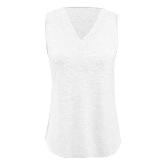 Hjtefg Girls' Summer Tank Top - V-Neck Sleeveless Tee | Soft Breathable Loose Fit for Play & Beach,Color: White Size: 11-12 Years