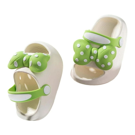 Hjtefg Girls' Toddler Slippers, Soft - Sole Cute Cartoon Design, Indoor & Outdoor Wear, Baby Girls' Casual Comfortable Strap Shoes, Adorable Cartoon Toddler Footwear,Color: Green Size: 3-3.5 Years