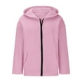 thumbnail image 1 of Hjtefg Girls Zip Up Hooded Jacket, Warm Pullover for Cold Weather, Cozy Casual Outerwear with Brushed Interior, Comfortable Straight Sleeve Design,Color: Pink Size: 5-6 Years, 1 of 9