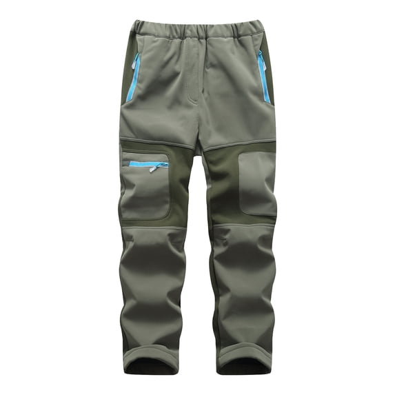 Hjtefg Kids' Adventure Pants - Weather-Ready Ski Style for Boys & Girls | Thickened Winter-Ready Trousers with Pockets | Durable Outdoor Playwear,Color: 1-GN1 Size: 12-14 Years