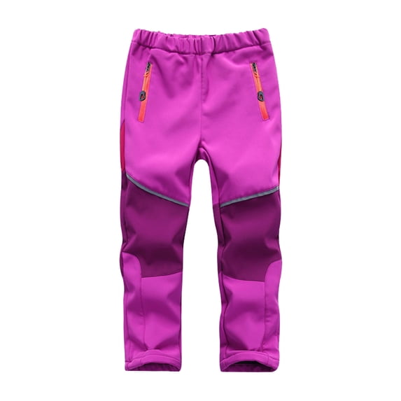 Hjtefg Kids' All-Weather Adventure Pants - Reinforced Playwear for Boys & Girls | Cozy Thickened Trousers with Storage | Durable Outdoor Bottoms for Active Kids,Color: 3-Hot Pink Size: 10-12 Years
