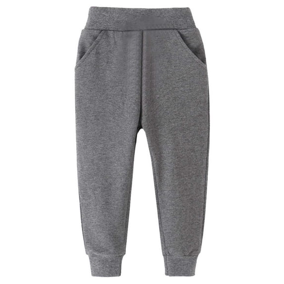 Hjtefg Kids' Athletic Pants - Comfortable Elastic Waist Joggers for Girls & Boys | Soft Stretch Playwear Bottoms | Solid Color Casual Trousers,Color: Dark Gray Size: 5-6 Years