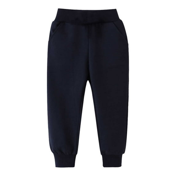 Hjtefg Kids' Athletic Pants - Comfortable Elastic Waist Joggers for Girls & Boys | Soft Stretch Playwear Bottoms | Solid Color Casual Trousers,Color: Navy Size: 3-4 Years