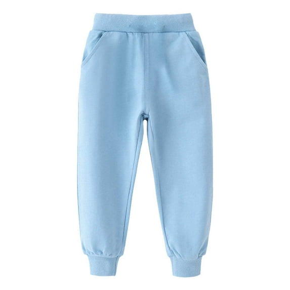 Hjtefg Kids' Athletic Pants - Comfortable Elastic Waist Joggers for Girls & Boys | Soft Stretch Playwear Bottoms | Solid Color Casual Trousers,Color: Sky Blue Size: 3-4 Years