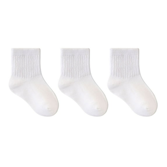 Hjtefg Kids' Athletic Socks 3-Pack, Socks for Boys & Girls, Breathable Play Socks for Sports & Everyday Wear,Color: White Size: 0-6 Months