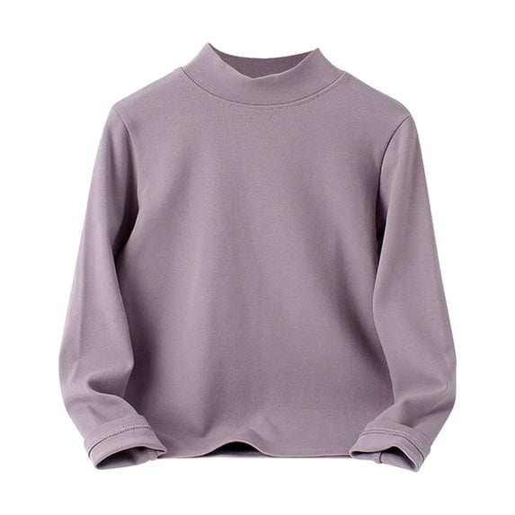 Hjtefg Kids Baby Unisex Long Sleeve Shirts, Warm Korean Style Undershirts for Boys and Girls,Color: Light Purple Size: 5-6 Years