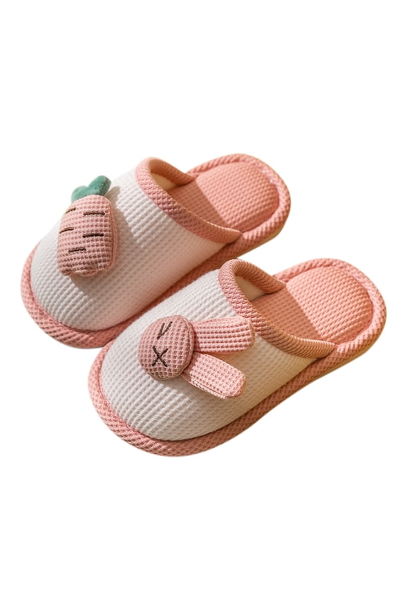 Kids' Bedroom Slippers, Cartoon Rabbit Design Home Footwear for Boys and Girls, Winter Warm Indoor Outdoor Shoes, Cozy Soft Slippers,Color: 1-B Size: 7-8 Years
