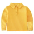 thumbnail image 1 of Hjtefg Kids Boys Girls Long Sleeve Solid Color Shirt Button Down Closure Comfortable Soft Fabric Casual Top Fall Clothing,Color: 2-Yellow Size: 13-14 Years, 1 of 5