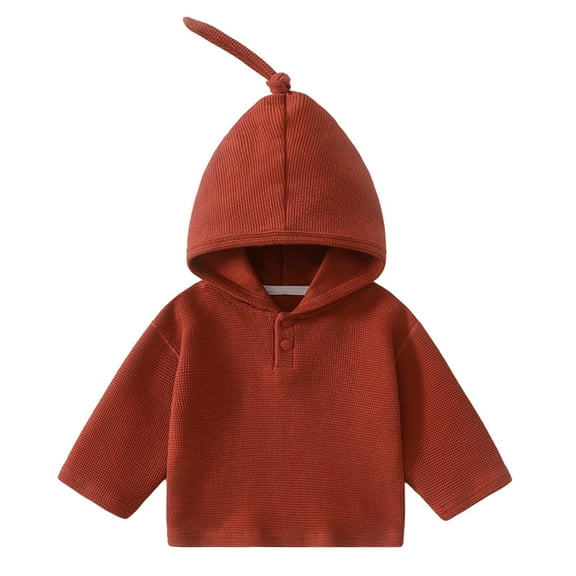 Hjtefg Kids Breathable Hoodie Soft Pullover Sweatshirt Comfortable Casual Top for Boys Girls Toddler Children Autumn Spring Jacket,Color: 2-Brick Red Size: 3-4 Years