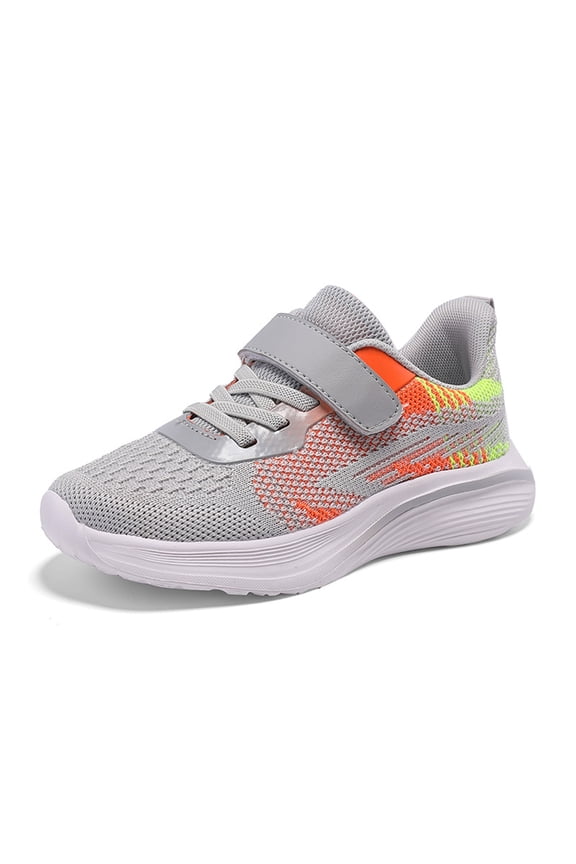 Kids' Breathable Mesh Sneakers - Lightweight Sports Shoes for Boys & Girls | Comfortable Running Shoes | Flexible Playwear Footwear for Activities,Color: 2-Light Gray Size: 13.5