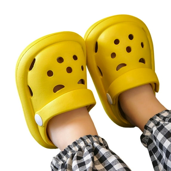 Hjtefg Kids Breathable Slides - Boys Girls Lightweight EVA Sandals, Soft Sole Comfort Wear for Toddler Daily Use, Slippers for Toddlers and Children,Color: Yellow Size: 6-7 Years