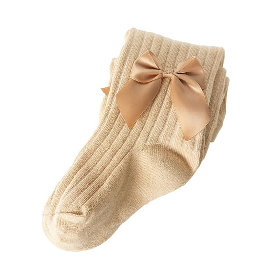 Hjtefg Kids' Breathable Tights - Soft Stretchy Leggings for Boys & Girls, Comfortable Pantyhose with Bow Detail,Color: Khaki Size: 6-8 Years