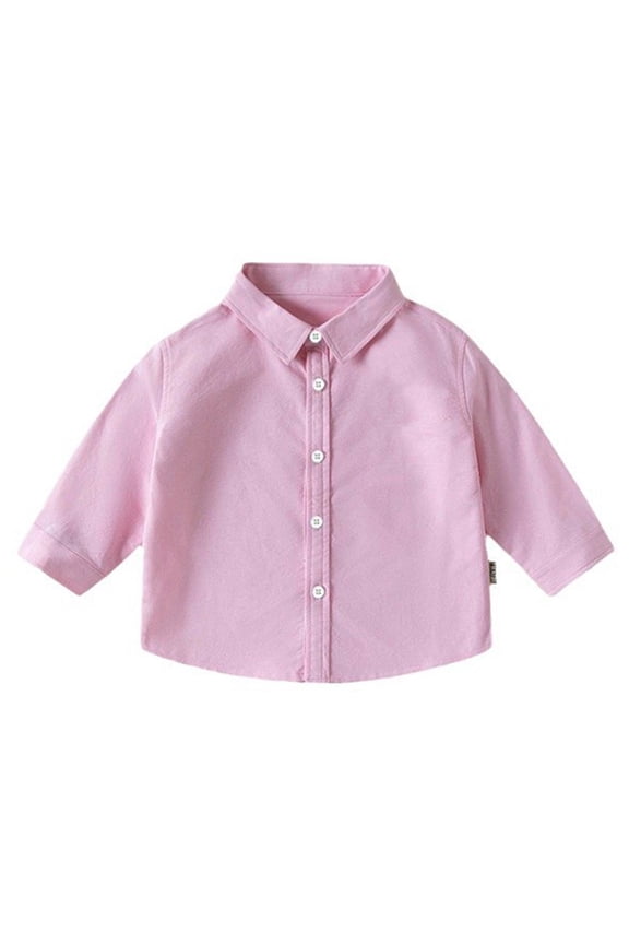 Kids' Classic Button-Down - Comfort Collared Shirt | Soft Long Sleeve Layering Top for Versatile Styling,Color: Light Pink Size: 4-5 Years