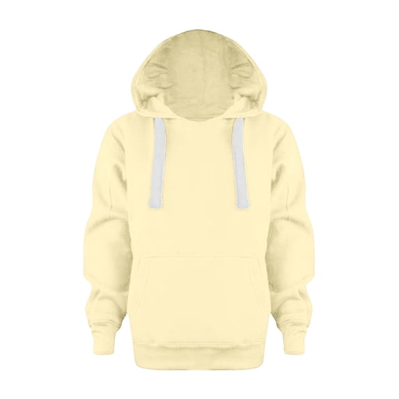 Hjtefg Kids' Classic Hooded Sweatshirt - Oversized Pocket Long Sleeve Top for Boys & Girls,Color: Beige Size: 9-10 Years
