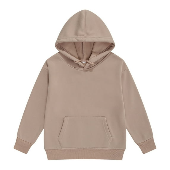 Hjtefg Kids' Classic Hoodie - Soft Pullover for Boys & Girls | Warm Long Sleeve Top | Breathable Casual Hooded Sweatshirt,Color: 1-Khaki Size: 3-4 Years