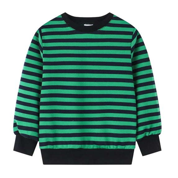 Hjtefg Kids' Classic Stripe Sweatshirt - Relaxed Fit Unisex Shirt for Toddler Boys & Girls, Everyday Comfort Wear,Color: Green Size: 9-10 Years