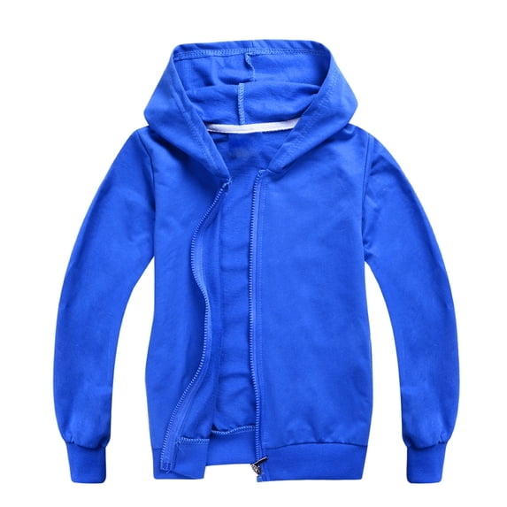 Hjtefg Kids' Color Block Hooded Jacket - Warm Zip-Up Coat, Long Sleeve Pullover for Boys & Girls,Color: Blue Size: 4-5 Years