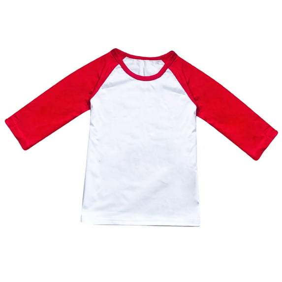 Hjtefg Kids' Color Block Tee - Stylish Long Sleeve Casual Top | Soft Blend Shirt for Boys & Girls,Color: Red Size: 4-5 Years