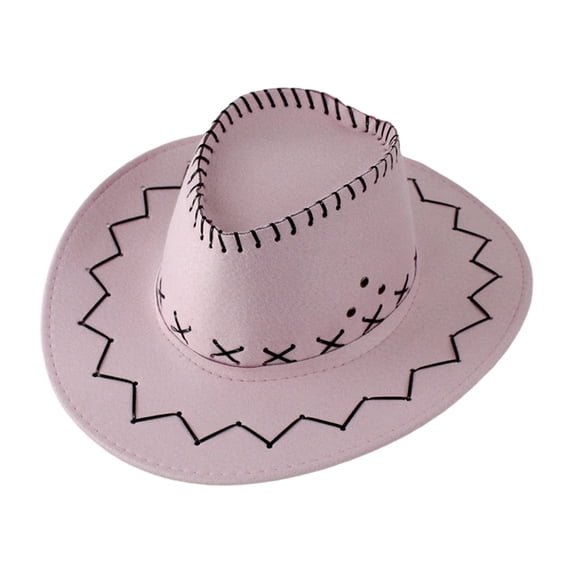 Hjtefg Kids Cowboy Hat - Suede Western Hat for Boys & Girls, Themed Party & Halloween Dress Up, Wide Brim Sun Hat, Comfortable Kids' Headwear,Color: Light Pink Size: One Size