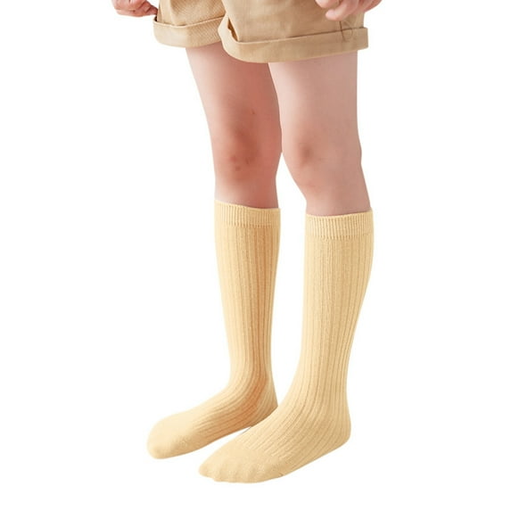 Hjtefg Kids Crew Socks - Stacked Candy Color,Unisex Solid Color Toddler Socks for Boys & Girls, Soft Breathable Casual Ankle Socks,Color: Beige Size: 1-12 Years