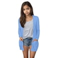 thumbnail image 1 of Hjtefg Kids' Everyday Cardigan - Comfortable Open-Front Sweater with Pockets, Lightweight Layering Piece for Girls,Color: Blue Size: 5-6 Years, 1 of 7