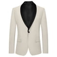thumbnail image 1 of Hjtefg Kids Formal Jacket - Boys Girls Long Sleeve Lapel Coat, Classic Button Front Suit for Dressy Occasions, Smart Casual Wear,Color: Beige Size: 11-12 Years, 1 of 3