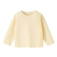 thumbnail image 1 of Hjtefg Kids Long Sleeve Crewneck Tee, Soft Basic Top for Fall and Winter, Comfortable Round Neck Shirt for Children, Everyday Layering Blouse,Color: 1-Beige Size: 4-5 Years, 1 of 3