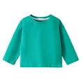 thumbnail image 1 of Hjtefg Kids Long Sleeve Crewneck Tee, Soft Basic Top for Fall and Winter, Comfortable Round Neck Shirt for Children, Everyday Layering Blouse,Color: 1-Green Size: 6-7 Years, 1 of 3