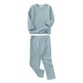 thumbnail image 1 of Hjtefg Kids' Long Sleeve Pajama Set - Top & Pants for Boys & Girls | Soft Sleepwear for Toddlers & Children | Warm 2-Piece Outfit for Cool Weather, Color: Light Blue Size: 12-24 Months, 1 of 2