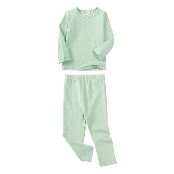 Hjtefg Kids' Long Sleeve Pajama Set - Top & Pants for Boys & Girls | Soft Sleepwear for Toddlers & Children | Warm 2-Piece Outfit for Cool Weather, Color: Light Green Size: 2-3 Years