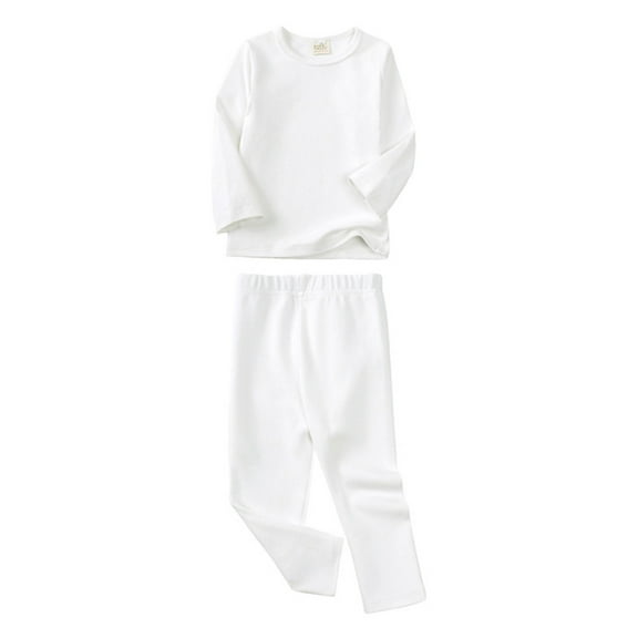 Hjtefg Kids' Long Sleeve Pajama Set - Top & Pants for Boys & Girls | Soft Sleepwear for Toddlers & Children | Warm 2-Piece Outfit for Cool Weather, Color: White Size: 9-12 Months