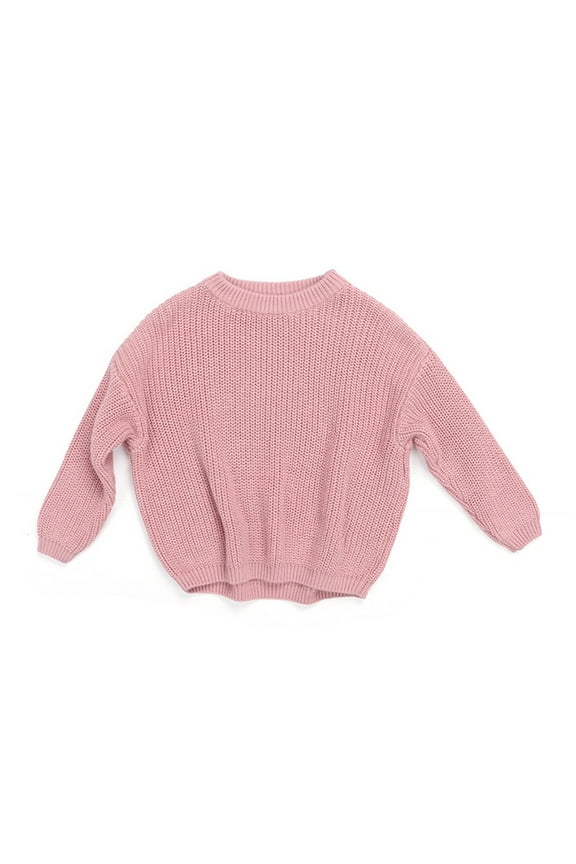 Kids Oversize Pullover Sweater, Custom Solid Color Blouse with Relaxed Fit, Cozy Seasonal Top for Cool Weather and Casual Wear,Color: Pink Size: 12-18 Months