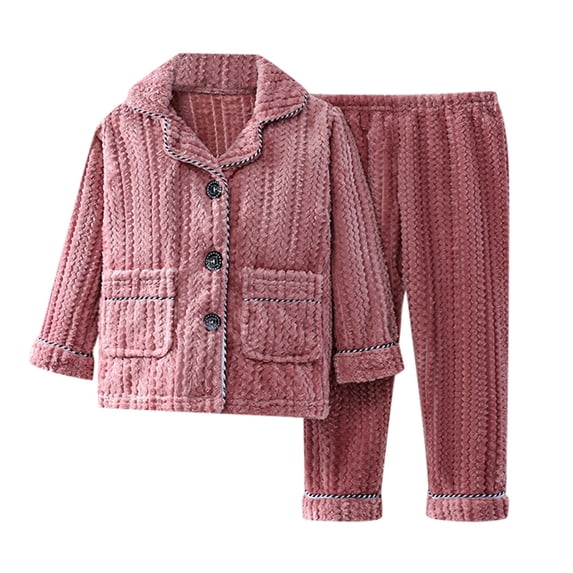 Hjtefg Kids' Pajama Set - Button-Down Long Sleeve Shirt & Pants | Soft 2-Piece Sleepwear for Boys & Girls | Warm Comfortable Outfit for Cool Nights, Color: 1- Size: 8-9 Years