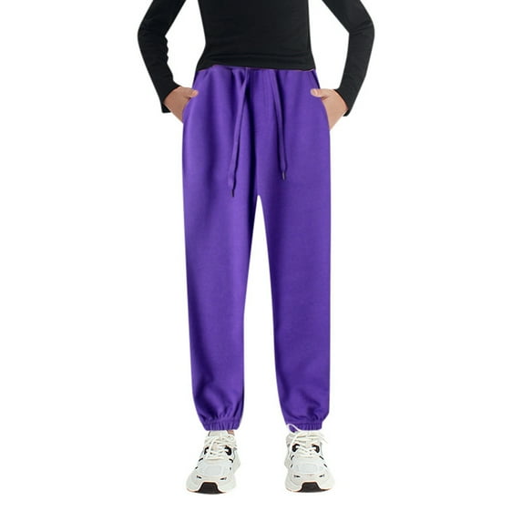 Hjtefg Kids' Performance Joggers - Comfortable Active Pants for Boys & Girls | Soft Warm Sweatpants with Pockets | Play-Ready Casual Bottoms,Color: 2-Purple Size: 10-12 Years