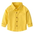 thumbnail image 1 of Hjtefg Kids' Classic Shirt - Long Sleeve Collared Gentleman Top, Holiday & Everyday Wear,Color: Yellow Size: 2-3 Years, 1 of 4