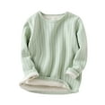 thumbnail image 1 of Hjtefg Kids' Ribbed Thermal Top - Long Sleeve Warm Shirt, Soft Striped Knitwear,Color: Green Size: 5-6 Years, 1 of 3