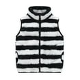 thumbnail image 1 of Hjtefg Kids Sleeveless Stripe Vest, Zip Up Coat with Stand Collar and Pockets, Fall Winter Warm Outerwear for Boys and Girls, Soft Textured Layer Piece,Color: 1-Black Size: 18-24 Months, 1 of 3