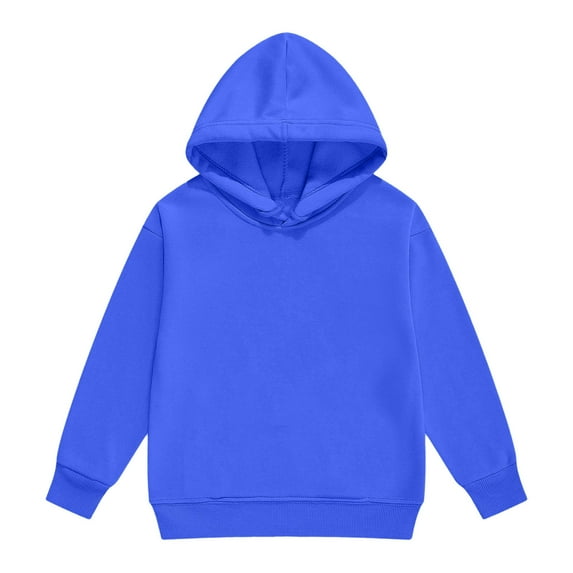 Hjtefg Kids Solid Hooded Sweater, Long Sleeve Pullover with Lined Interior, Cozy Casual Outerwear for Toddler to Teen, Warm Thermal Layer Top,Color: Blue Size: 8-9 Years