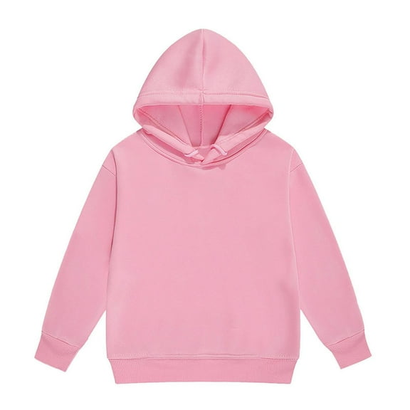 Hjtefg Kids Solid Hooded Sweater, Long Sleeve Pullover with Lined Interior, Cozy Casual Outerwear for Toddler to Teen, Warm Thermal Layer Top,Color: Pink Size: 6-7 Years
