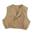 thumbnail image 1 of Hjtefg Kids Solid Vest Jacket - Classic Collar Toddler Outwear For Boys & Girls,Casual Sleeveless Lightweight Coat,Jackets for Girls and Boys,Color: Khaki Size: 4-5 Years, 1 of 5