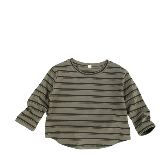 Hjtefg Kids Striped Casual Top, Unisex Boys and Girls T-Shirt, Soft Breathable Everyday Shirt with Horizontal Lines, Comfortable Crewneck Tee,Color: 3-Grey Size: 9-11 Years